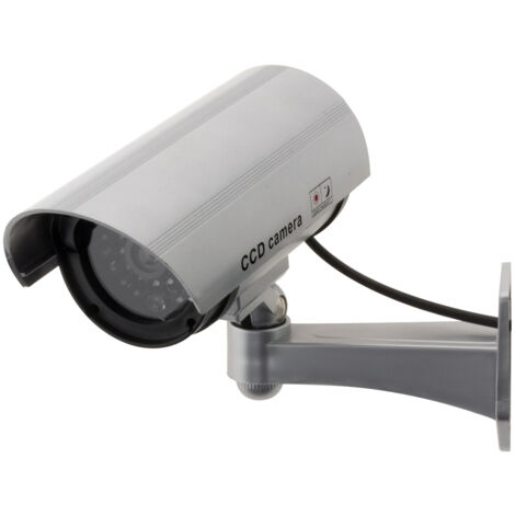 Otio – Caméra de surveillance factice LED clignotante – Alimentation par 2 piles AA – Aspect réaliste pour intérieur et extérieur – Kit de fixation inclus