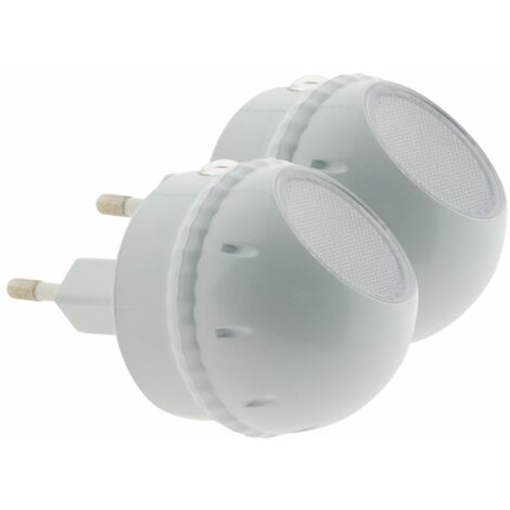 Otio – Lot de 2 veilleuses LED orientables 360° – Alimentation 230V – Capteur jour/nuit – Lumière douce pour enfants