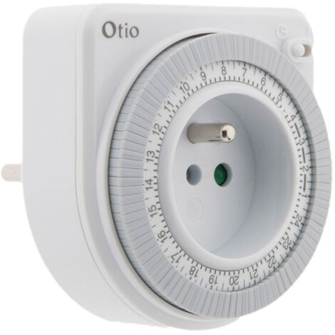 Otio – Programmateur mécanique 230V – Programmation quotidienne – 3500W 16A – Pour éclairage intérieur – Dimensions 14,5 x 5 x 14,2 cm