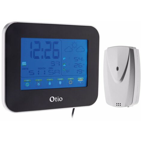 Otio – Station météo à écran tactile rétroéclairé – Température extérieure et intérieure – Prévisions météo – Capteur sans fil inclus