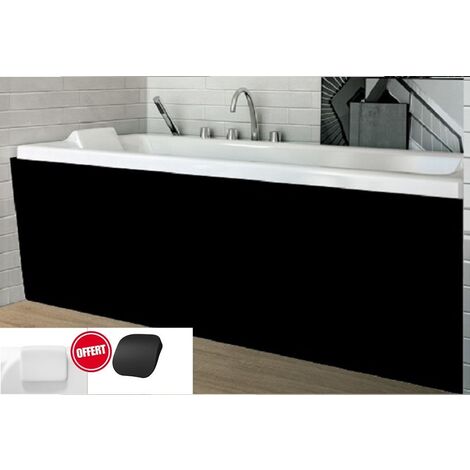 Otitec – Baignoire rectangulaire acrylique noir mat 170x75 – Tablier inclus – Repose-tête OFFERT – Installation facile pour salle de bains
