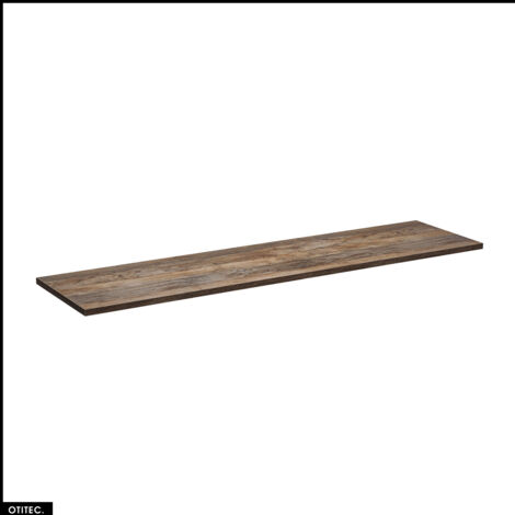 Otitec – Plan vasque 140 cm en panneau laminé chêne vintage – Résistant à l'humidité – Fixation murale ou au sol – Système de fermeture douce