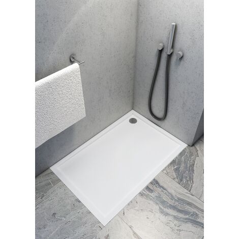 Otitec – Receveur de douche acrylique blanc 100 x 90 cm – Rectangulaire – Surface antidérapante – Drainage efficace – Hauteur 4,5 cm