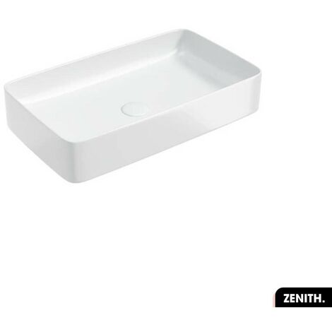 Otitec – Vasque à poser en céramique blanche – Dimensions 60 × 11 × 35 cm – Forme rectangulaire – Siphon inclus pour installation facile