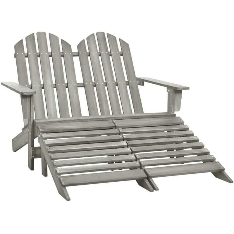 

Otomana Adirondack de jardín 2 plazas madera de abeto gris