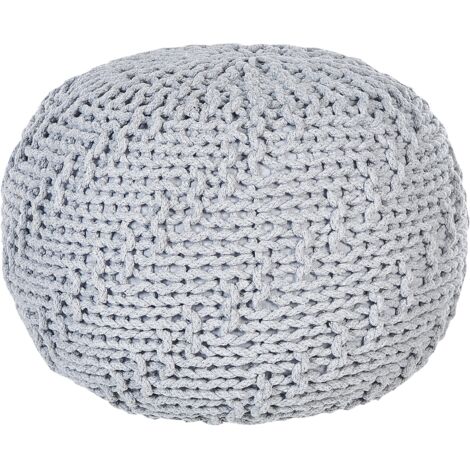 Otomana de algodón gris claro 50 x 35 cm puf reposapiés bolas EPS moderno Priene
