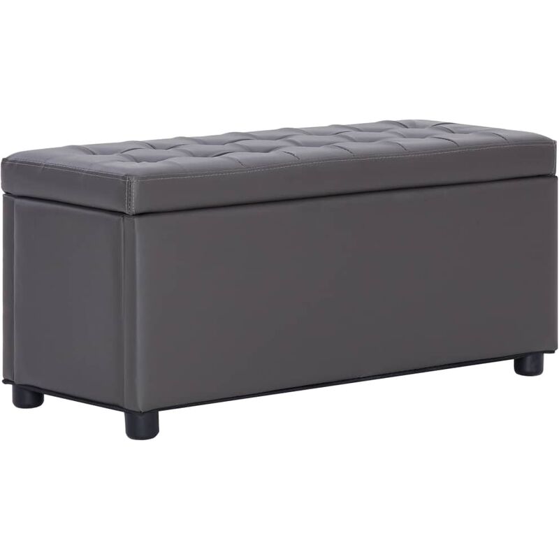 

Otomana de almacenaje de cuero sintetico gris 87,5 cm