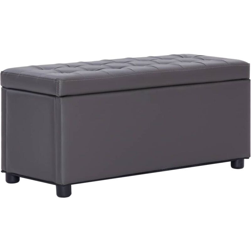 

vidaXL Otomana de Almacenaje de Cuero Sintético 87,5 cm Gris - Gris