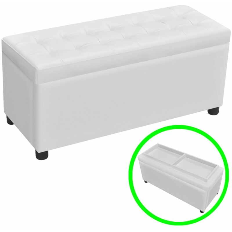 

Otomana de almacenamiento de cuero artificial blanco
