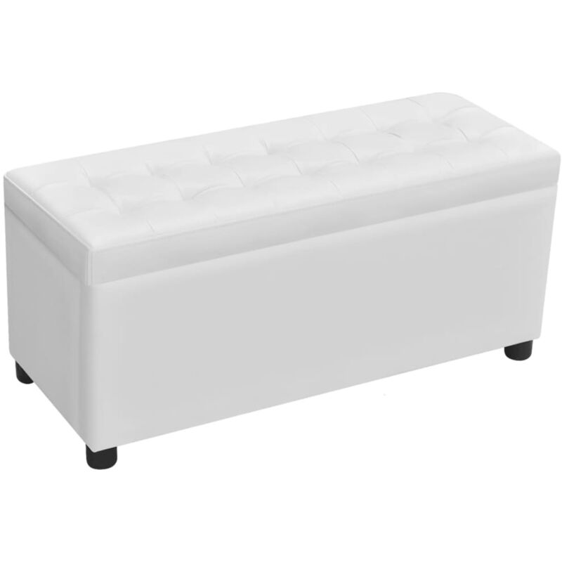 

vidaXL Otomana de Almacenamiento de Cuero Sintético Blanco - Blanco