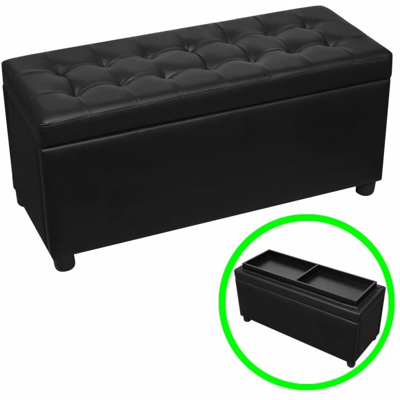 

Otomana de almacenamiento de cuero artificial negro - Negro