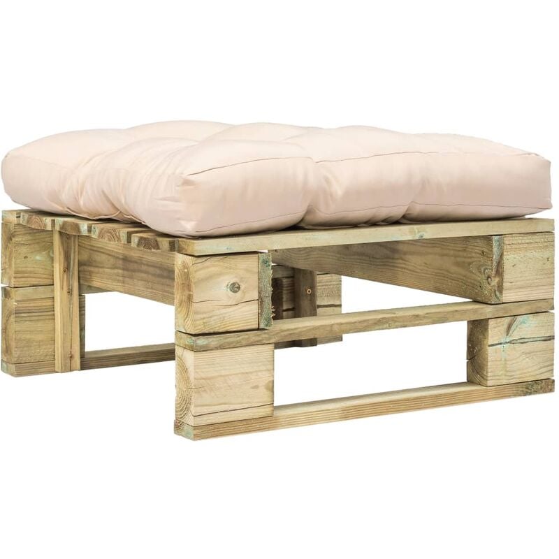 

Otomana de jardín de palés con cojín arena de madera verde
