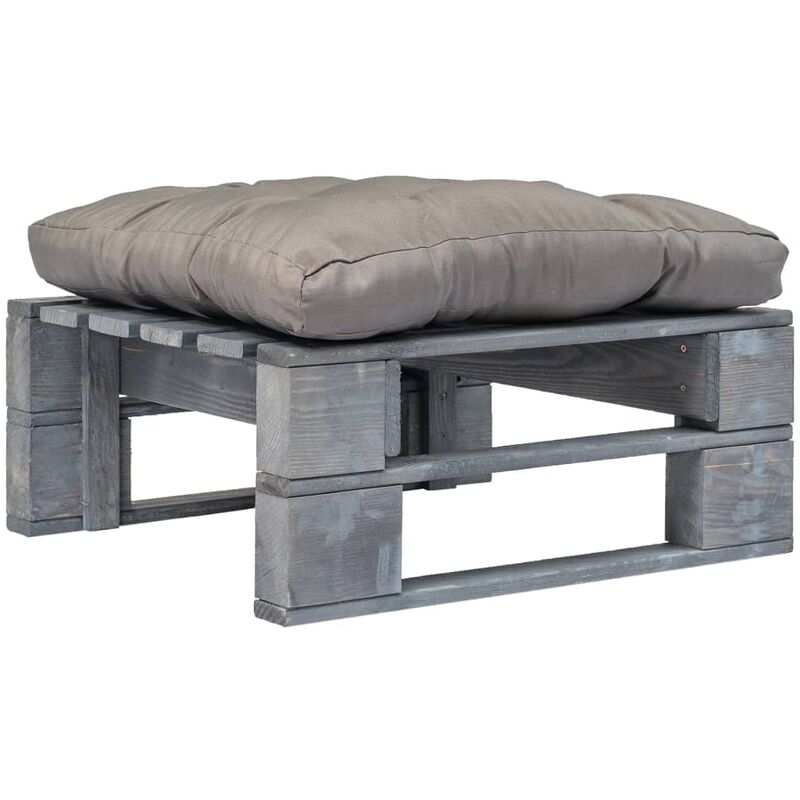 

Otomana de jardin de pales con cojin gris de madera gris
