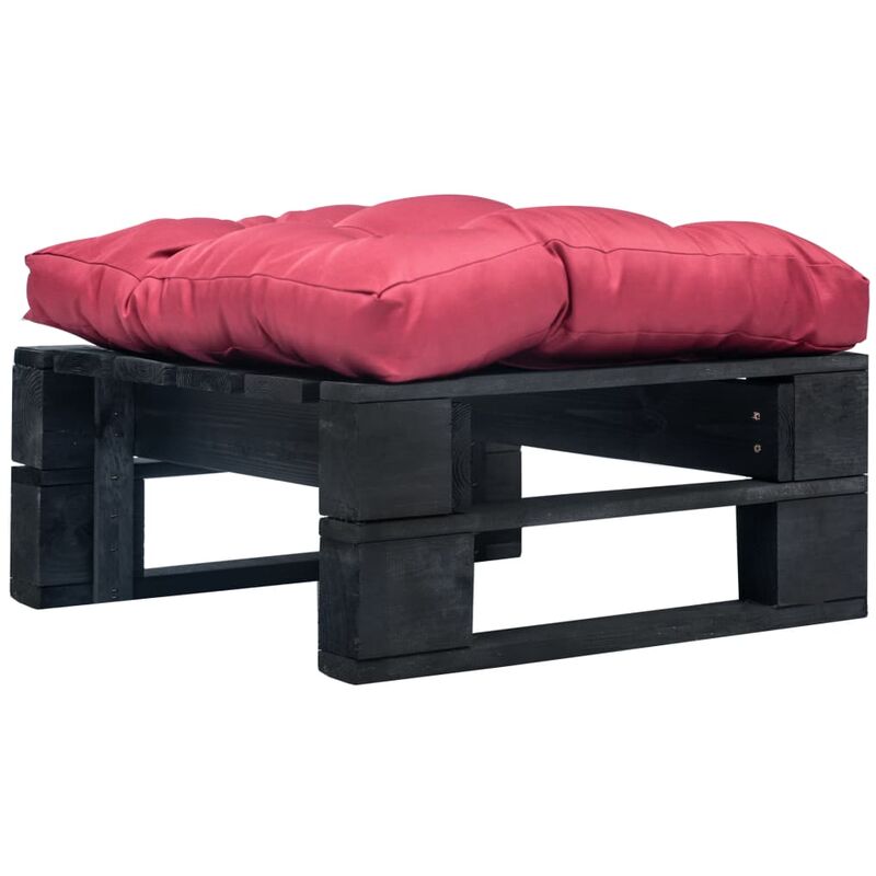 

Otomana de jardín de palés con cojín rojo de madera negra
