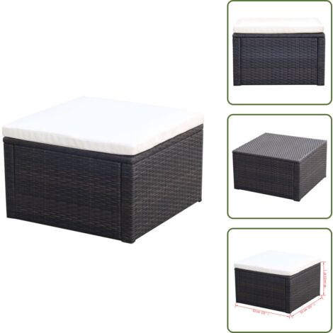 Otomana de jardín - vidaXL Taburete otomana poli ratán 53x53x30 cm marrón - Taburete de patio