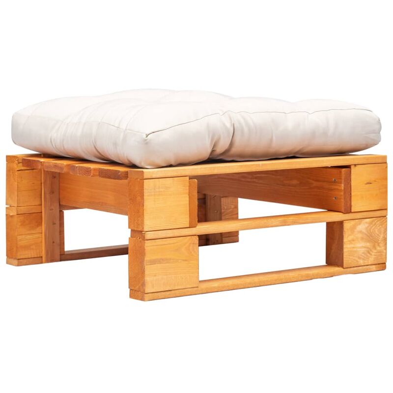 

Otomana de jardín de palés cojín arena madera marrón miel - Beige