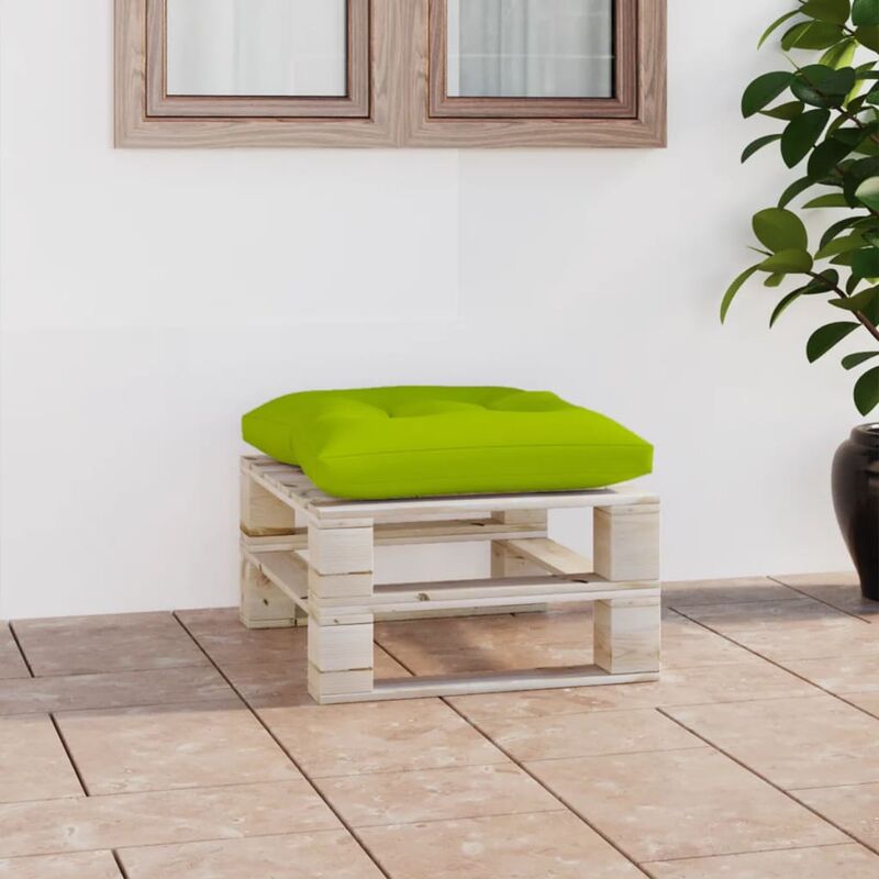 

Otomana de palés de jardín cojín verde brillante madera de pino