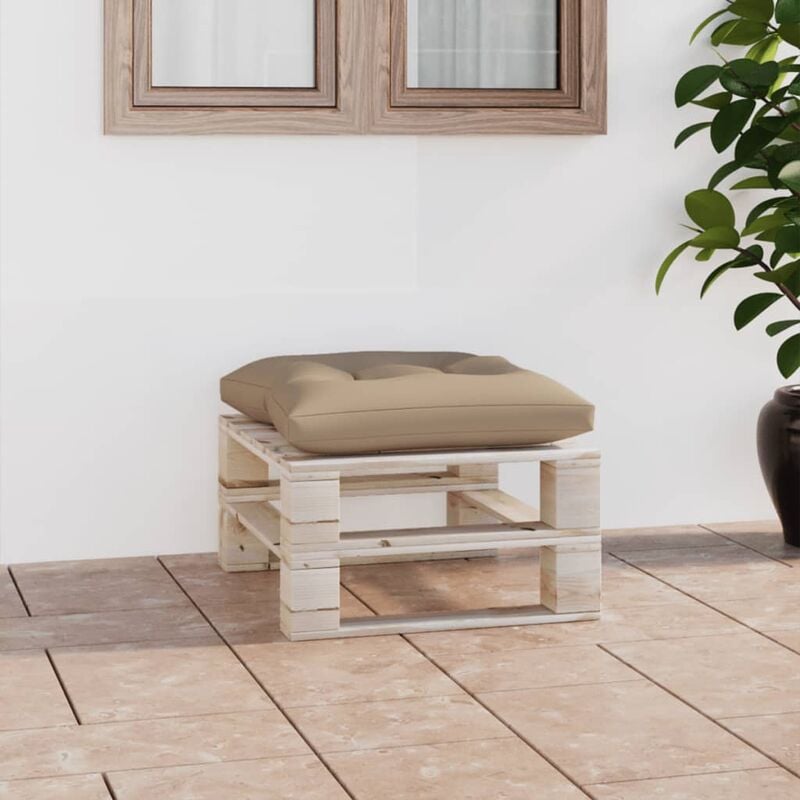 

Otomana de palés para jardín con cojín beige madera de pino