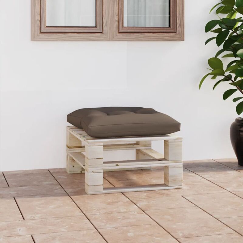

Otomana de palés para jardín con cojín gris taupe madera pino