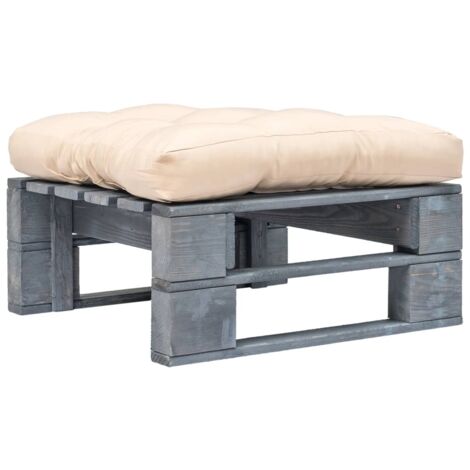 Otomana de palés para jardín madera gris y cojín color arena vidaXL