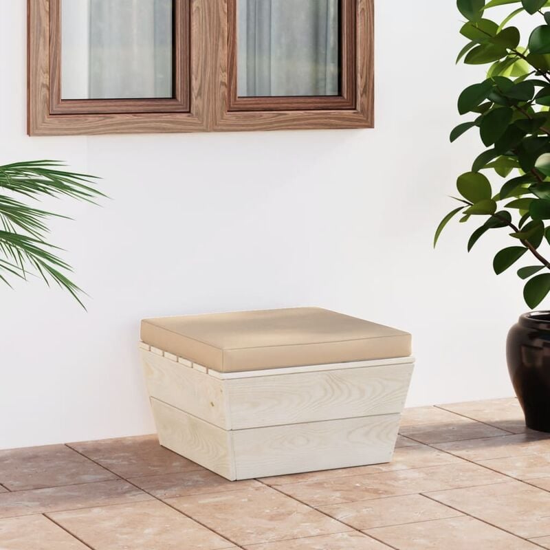 

Otomana de palets de jardín con cojín madera abeto impregnada