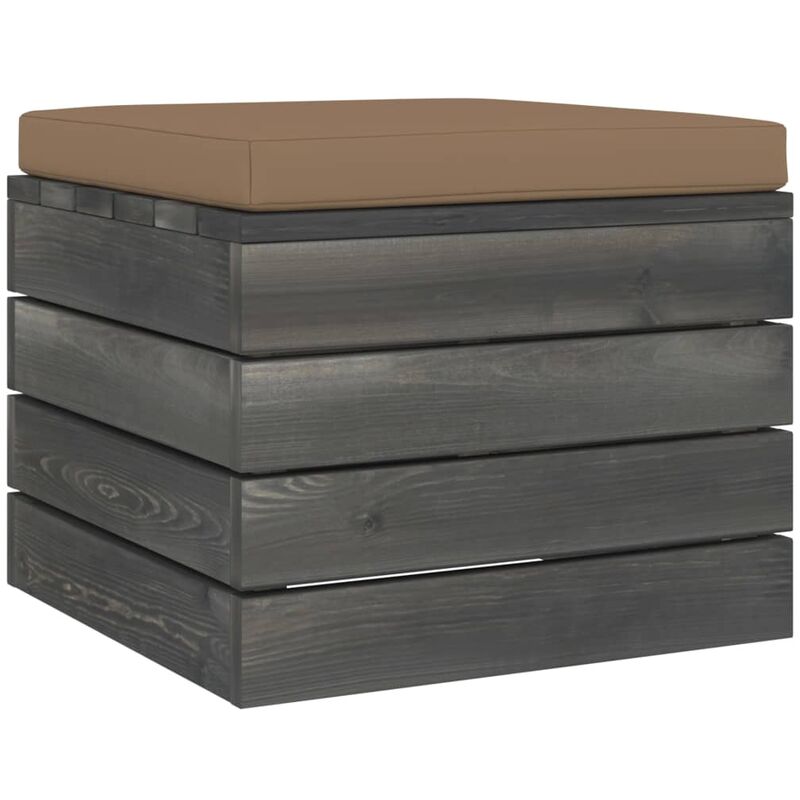

Otomana de palets de jardín con cojín gris taupe madera de pino - Gris Topo