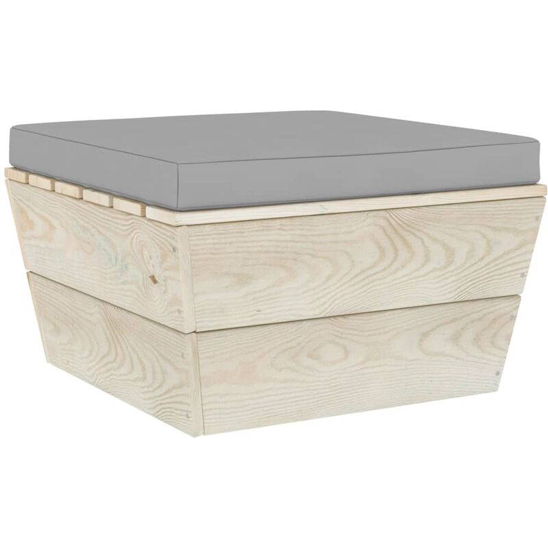 

Otomana de palets de jardín con cojín madera abeto impregnada - Gris