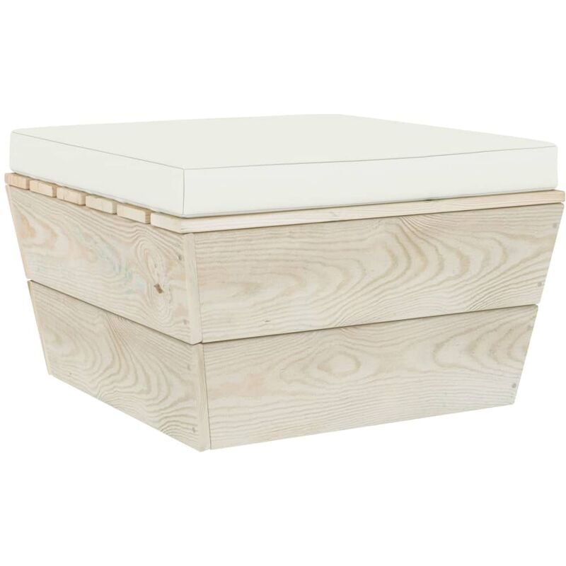 

Otomana de palets de jardín con cojín madera abeto impregnada - Crema
