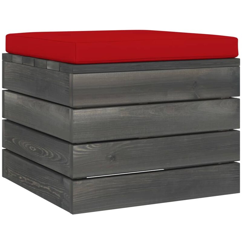 

Otomana de palets para jardín con cojín madera de pino - Rojo