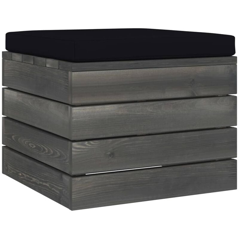 

Otomana de palets para jardín con cojín madera de pino - Negro