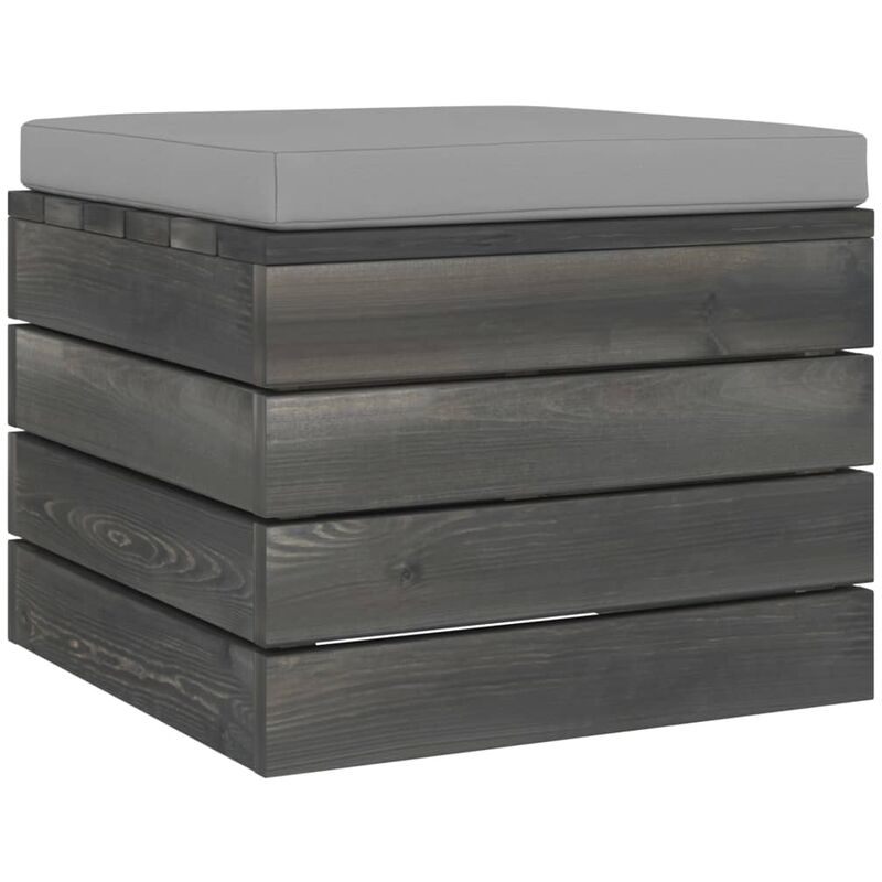 

Otomana de palets para jardín con cojín madera de pino - Gris