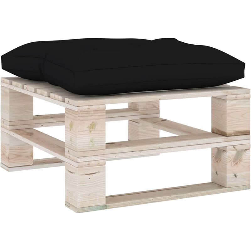 

Otomana de palés para jardín con cojín negro de madera de pino