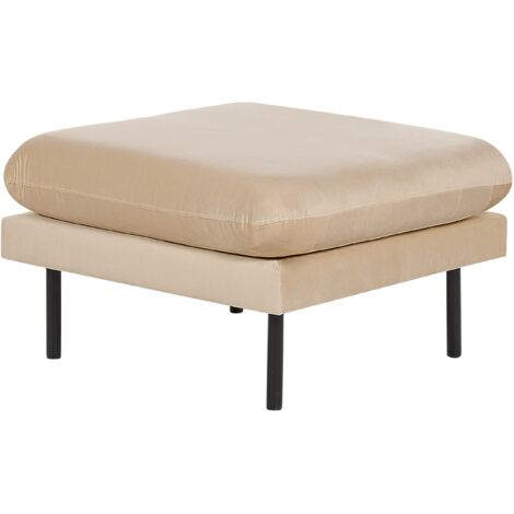 Otomana moderna reposapiés cuadrado acolchado patas de metal terciopelo beige Vinterbro