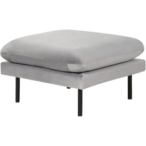 Otomana moderna reposapiés cuadrado acolchado patas de metal terciopelo gris Vinterbro