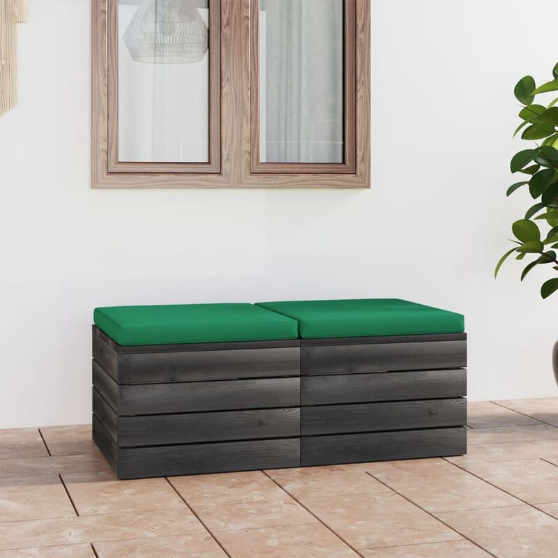 

Otomanas de palets de jardín 2 pzas cojines madera maciza pino