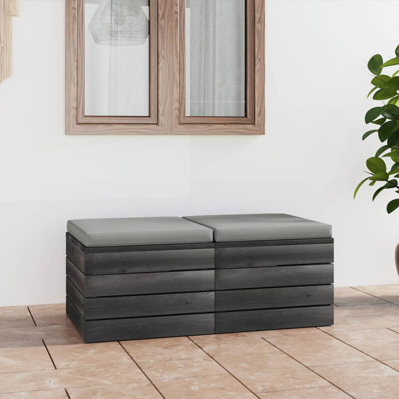 

Otomanas de palets de jardin 2 pzas cojines madera maciza pino