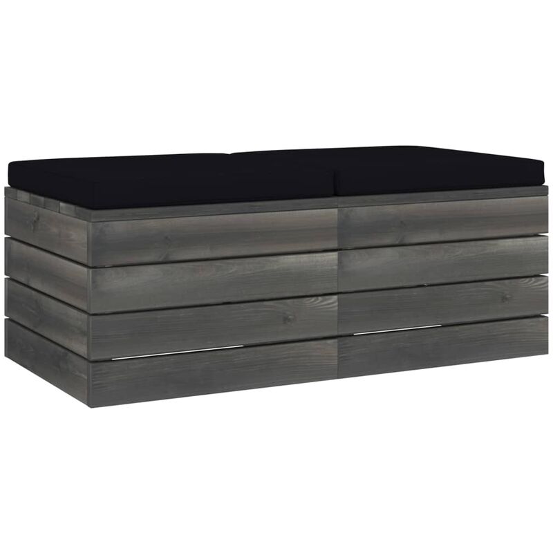 

Otomanas de palets de jardín 2 pzas cojines madera maciza pino - Negro