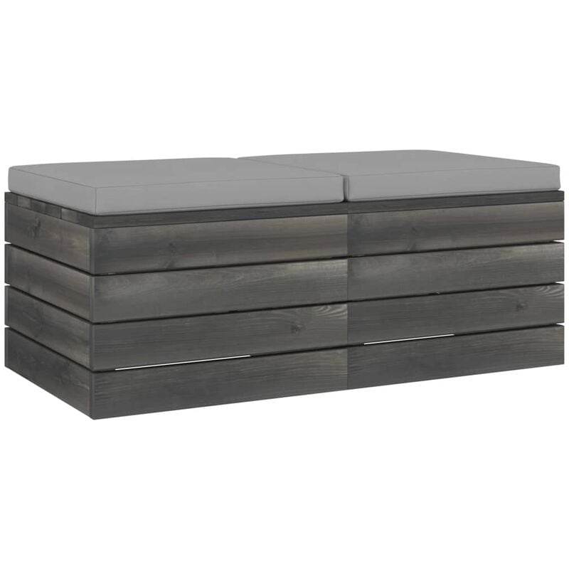 

Otomanas de palets de jardín 2 pzas cojines madera maciza pino - Gris