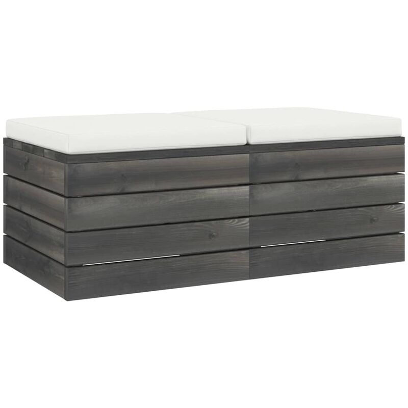 

Otomanas de palets de jardín 2 pzas cojines madera maciza pino - Crema