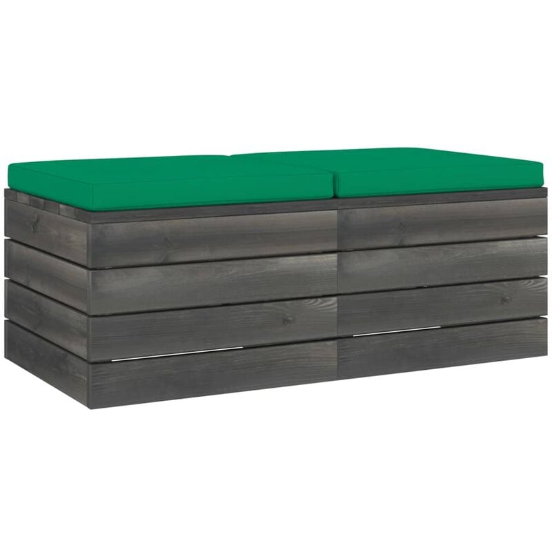 

Otomanas de palets de jardín 2 pzas cojines madera maciza pino - Verde