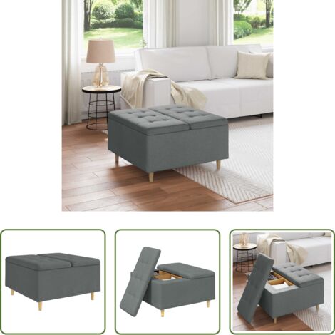 Otomano con compartimento oculto -  Otomano de almacenamiento Gris oscuro 80 x 80 x 45 cm tela