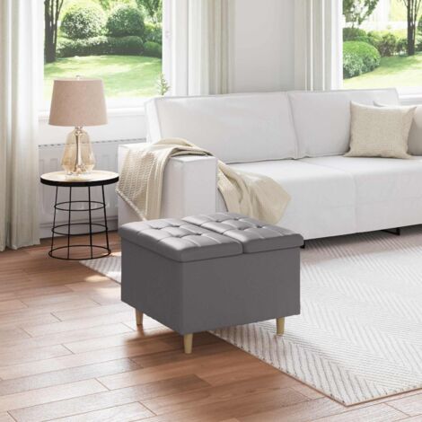 Otomano de almacenamiento Gris 60 x 60 x 45 cm Cuero sintético
