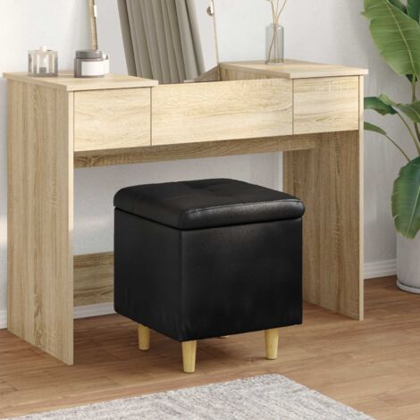Otomano de almacenamiento Negro 40 x 40 x 45 cm Cuero sintético