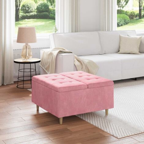 Otomano de almacenamiento Rosa 80 x 80 x 45 cm Terciopelo