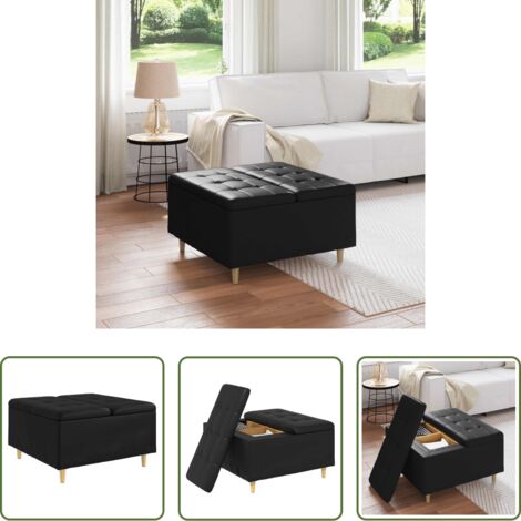 Otomano negro -  Otomano de almacenamiento Negro 80 x 80 x 45 cm Cuero sintético