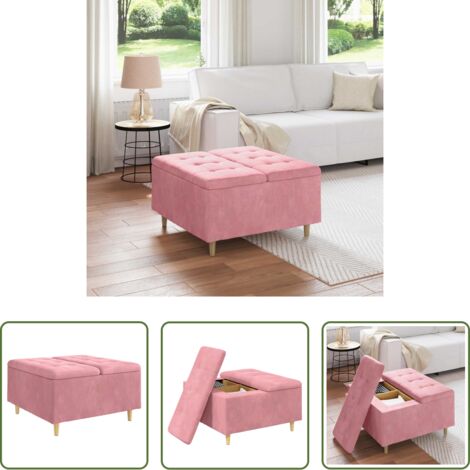 Otomano rosa -  Otomano de almacenamiento Rosa 80 x 80 x 45 cm Terciopelo