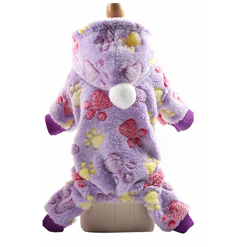 

Otono Invierno Sudadera con capucha para perros Sueter lindo Trajes calidos para mascotas Ropa Pies morados XL