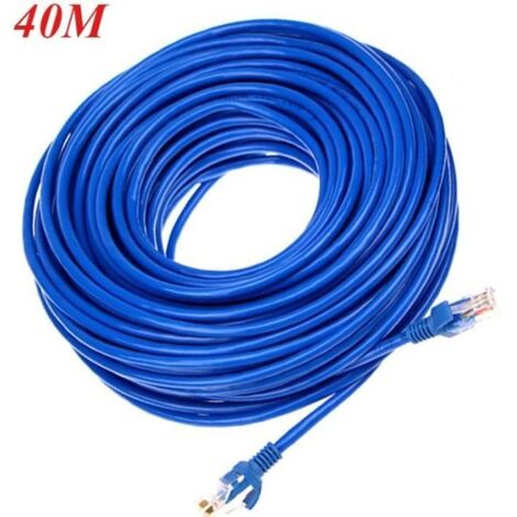 Ototon® 40M Câble Ethernet Réseau LAN RJ45 Câble Réseau pour PC Routeur TV Box Consoles de Jeux Modem - Bleu, 40M