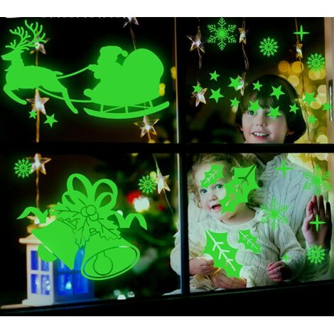 Otras decoraciones navideñas, pegatinas de copos de nieve luminosos para ventanas navideñas, pegatinas de pared navideñas, pegatinas navideñas para ventanas, pegatinas luminosas navideñas, pegatinas e