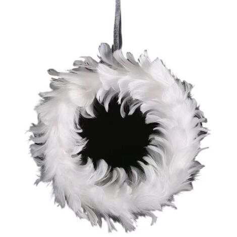 Otros adornos de pared para árbol de Navidad, círculo de plumas, guirnalda de plumas para Halloween, círculo de plumas de 30 cm de diámetro